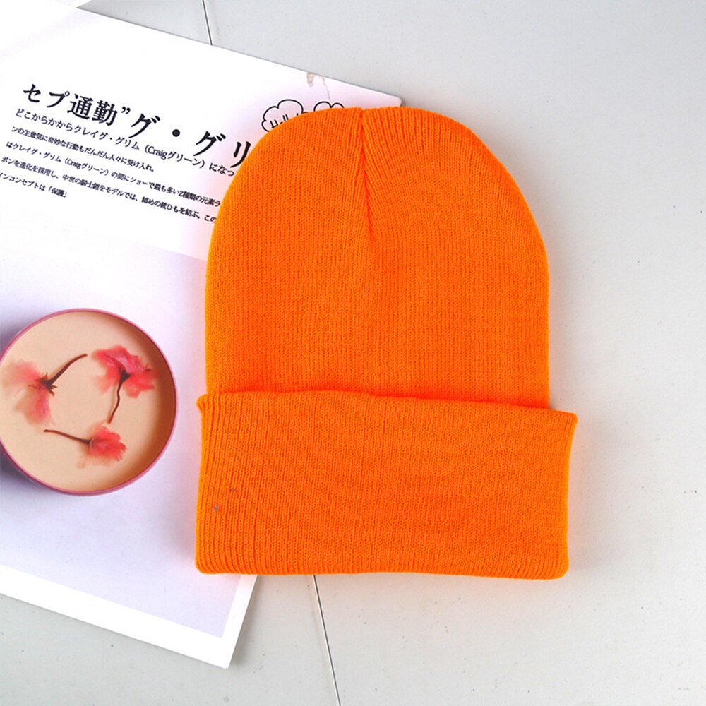 Winter Hats for Woman Beanies Knitted Solid Cute Hat Girl Autumn Beanie Caps Warmer Bonnet Ladies Casual Cap Outdoor Running: orange