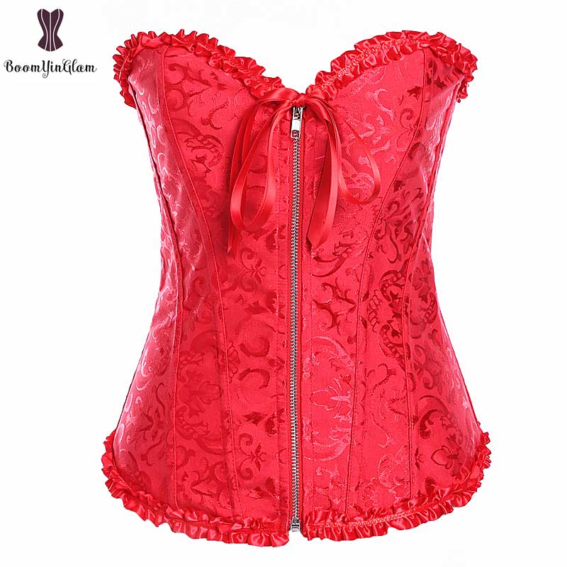 Korset lage prijs korsetten rits korset dames outfit plus maat 6xl bustier bloemen jacquard veter gorset