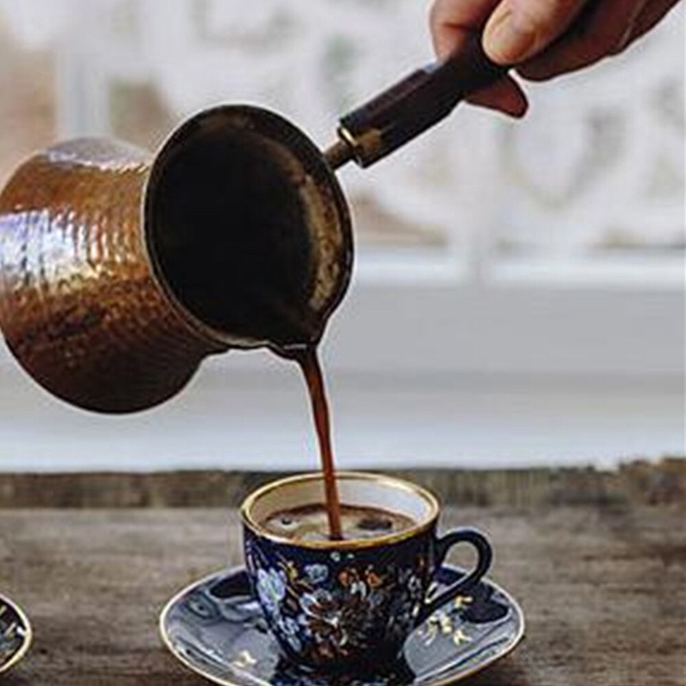 320ml café manche en bois turc Cezve cafetière café turc cuivre cafetière pour turc Cezve Ibrik cafétéria