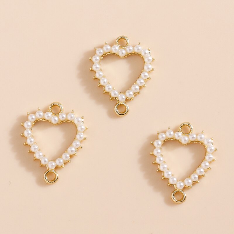 5 pezzi di perle d'imitazione cuore d'amore connettori pendenti per gioielli fai da te creazione di collane fatte a mano bracciali orecchini ciondoli artigianali