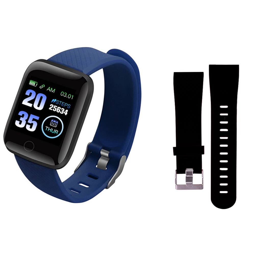 Rovtop 116 montre intelligente pour hommes mesure de la pression artérielle étanche Fitness Tracker montre moniteur de fréquence cardiaque podomètre bracelet intelligent: blue black