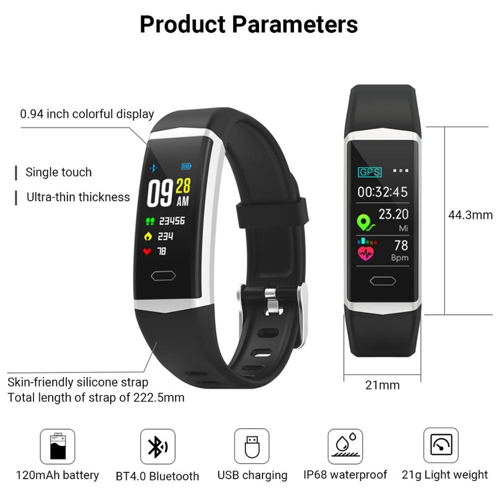 Gandley B5 Smart Band Bracelet GPS Swimming IP68 Waterproof Smartband Multi-sport Outdoor Bluetooth 5.0 Dynamic Heart Rate Band