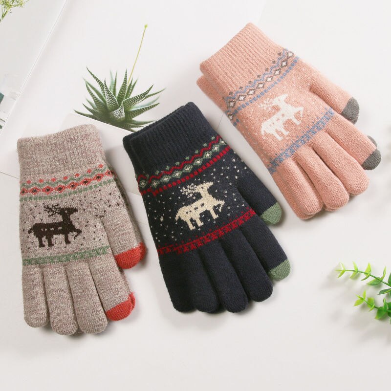 Handschoenen dames winter warm herfst cartoon studenten touchscreen jia hou rong garen gebreide katoenen vingers mannen qi xing che