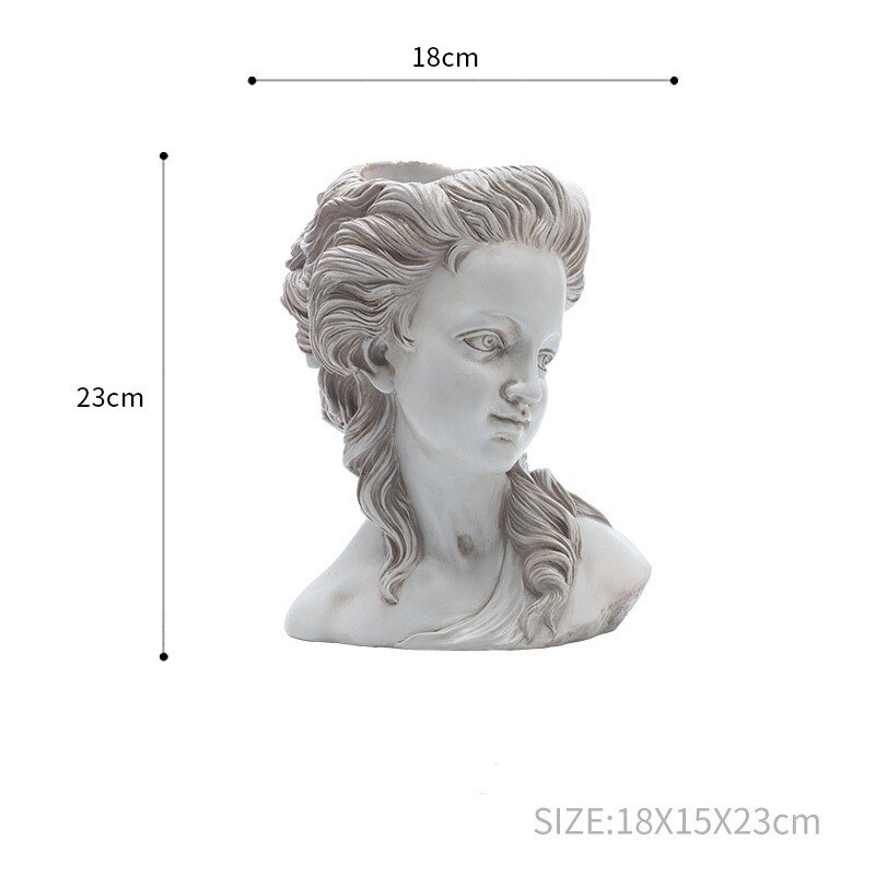 Maceta con cabeza de maceta para plantas suculentas, maceta de diosa griega para bonsái, macetas de jardín, artesanías de mano, decoración de escritorio para el hogar