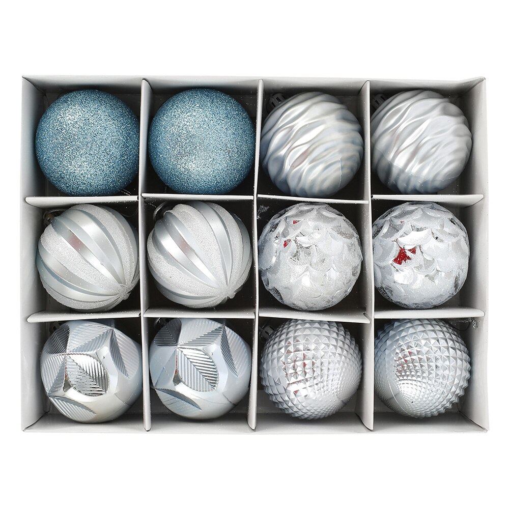 12pcs 6cm Luxury Christmas Tree Ornaments Balls Hanging Xmas Tree Decor Ball for Home Year Party: E
