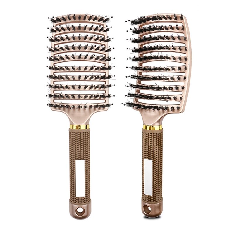 Vildsvinshårborste hårkam välvd ventilerad styling hårborste lösande tjockt hår massage föning borste hårbuskekam för hår