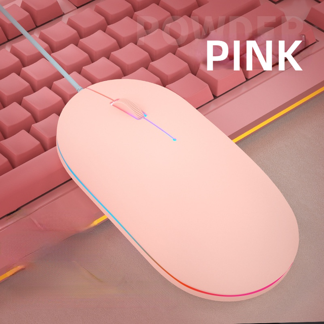 P2 Wired Cute Mini Mouse Ergonomic Mause USB 1600 DPI Optical Computer For PC Laptop: Pink
