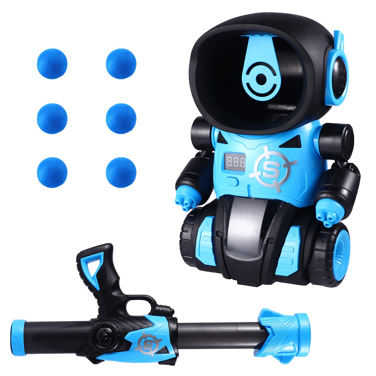 Tiro aerodinamico bambini educativi giocare bambini divertente Robot Battle Model (blu, senza batteria)