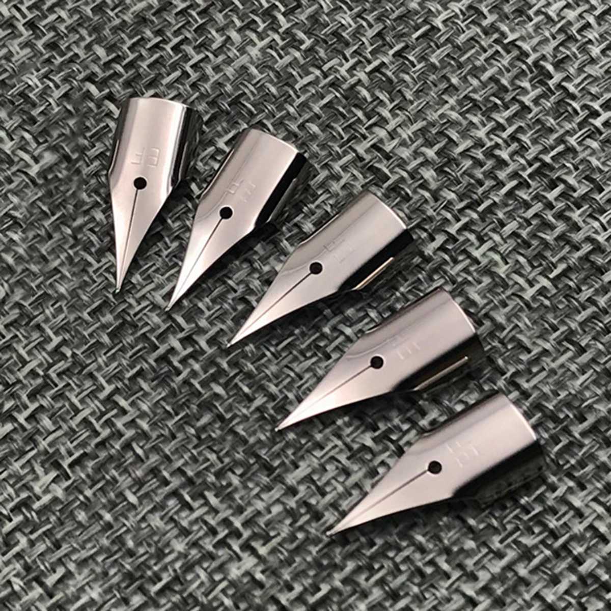 Juego de 5 puntas plateadas de 0,38mm, puntas de acero inoxidable para LAMY/Wing Sung 3008/Hero 359, lápiz de repuesto, pluma de acero inoxidable