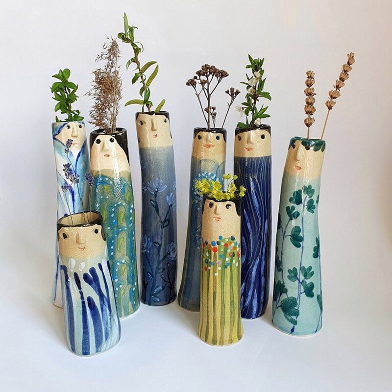 Bohemian Family Face Planter Resin Pots for Plants and Flowers Handmade Dried Flower Vase Home Decoration Resin Crafts