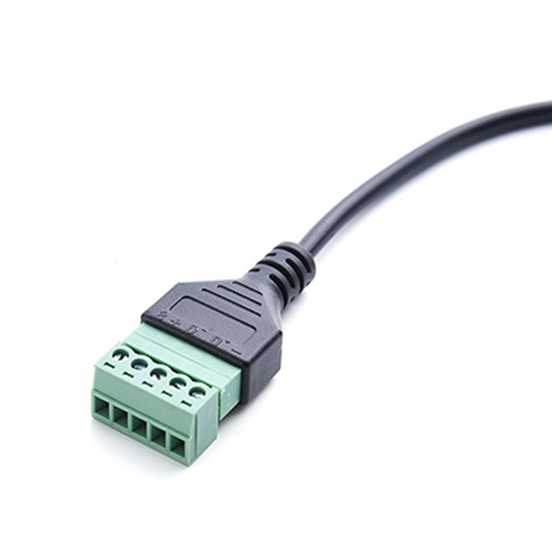 Micro 5 Pin 2.0 USB A Male to 5 Pin Screw with Shield Solderless Terminal Plug Adapter Connector Cable Lead