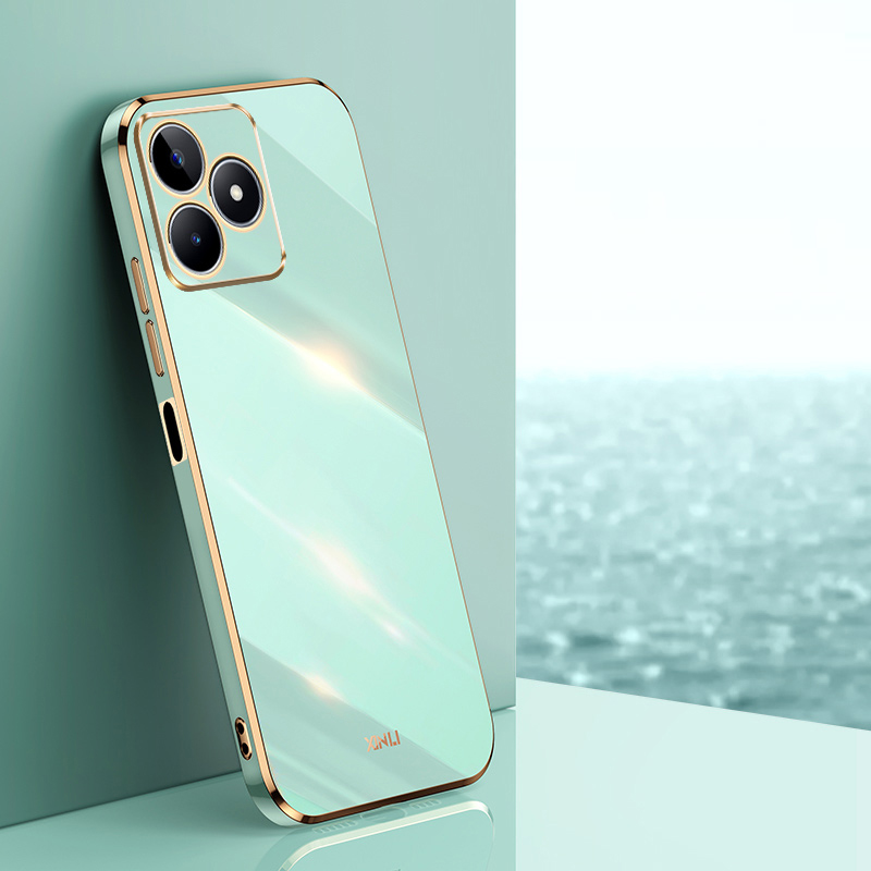 Für realme  c53 hülle realme  c51 luxus quadratische beschichtung realme  n53 note 50 handyhülle stoßfeste silikon-rückseite fundas: Leinwand / Himmelblau