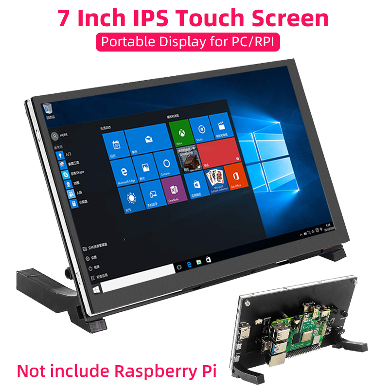 7 cal dotykać ekran 1024x600 IPS LCD opcjonalny głośnik dla Malina Liczba Pi 5 4B 3B+ 3B laptop PC wtórny ekran przenośny wyświetlacz