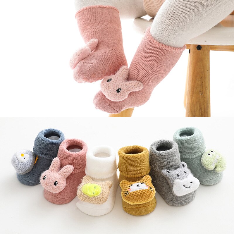 Warme Winter Frühling Baby Junge Mädchen Socken Cartoon Tier Neugeborenen Socken Anti Slip Baby Boden Socken