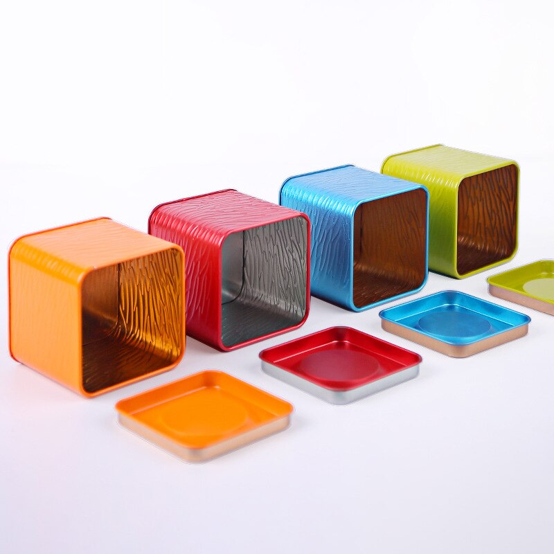 Tea Square Tin Can Black Tea Portable Tea Can Small Tinplate inplate Tea Caddies Tea Sugar Storage Container