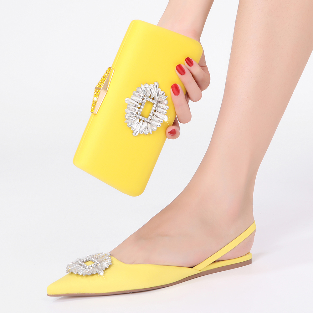 2022 Mode Ontwerpen Vrouwen Wees-Teen Sling Back Flats Met Clutch Franse Stijl Schoenen Bijpassende Tas Set