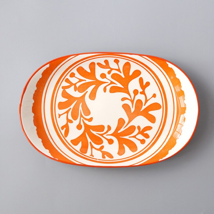 30*19.2cm 12 Inch Fish Dish Underglaze Color Home Dish Plate Hotel Ceramic Plate For Kitchen Tableware: 9