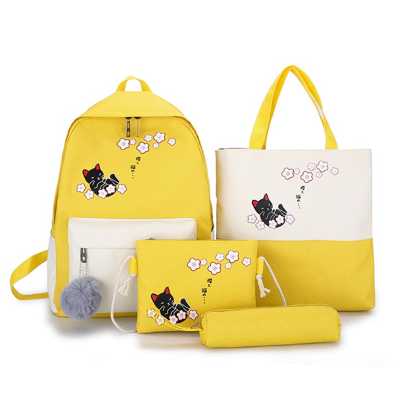 5 Delige Set High School Rugzak Tassen Voor Tienermeisjes Canvas Rugzak Vrouwen Bookbags Tiener Student Schooltas