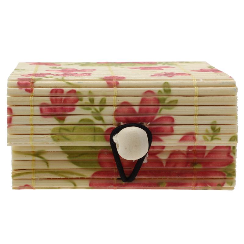 1Pc Delicate Ring Ketting Oorbellen Bamboe Houten Case Sieraden Opbergdozen Grote Bloemen