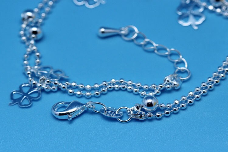 Trendy 925 Sterling Zilveren Enkelbanden Voor Vrouwen Sieraden Vintage Clover Armband Vrouwelijke Accessoires Meisjes Enkelband Party Bijou