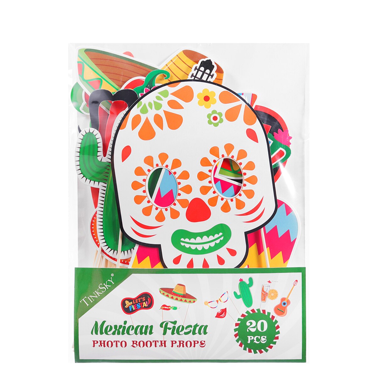 TINKSKY 20 Pcs Photo Booth Props Fiesta Party Supplies Mexican Carnival Prop for Wedding Birthday Party Favors
