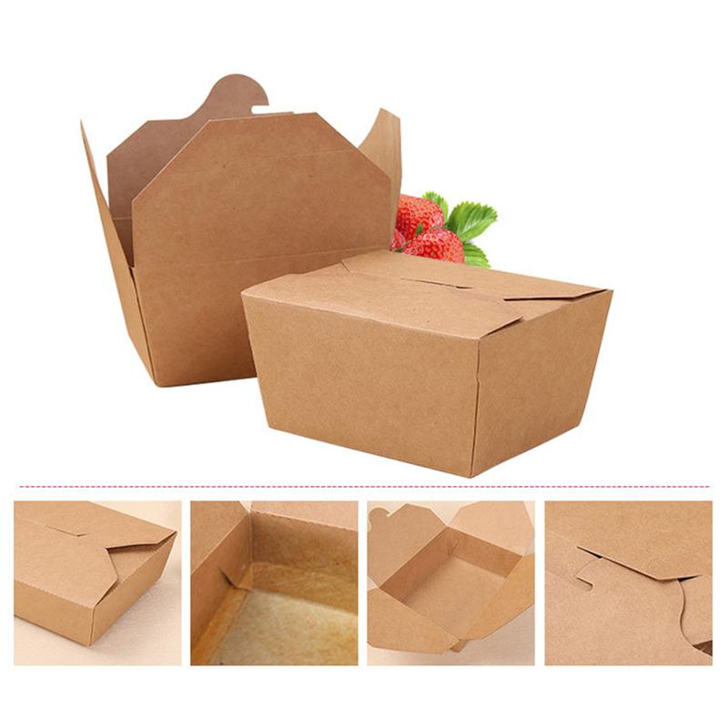 20 Pcs Kraftpapier Lunchbox Wegwerp Maaltijd Prep Containers Voedsel Afhalen Dozen Voor Restaurant Home