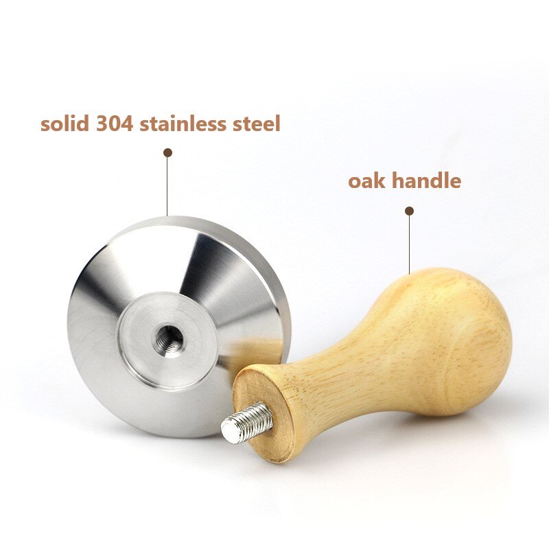 Solid Wooden Handle Coffee Press Powder Hammer Oak 304 Stainless Steel Barista Espresso Maker Coffee Tamper Manual Coffee Tools
