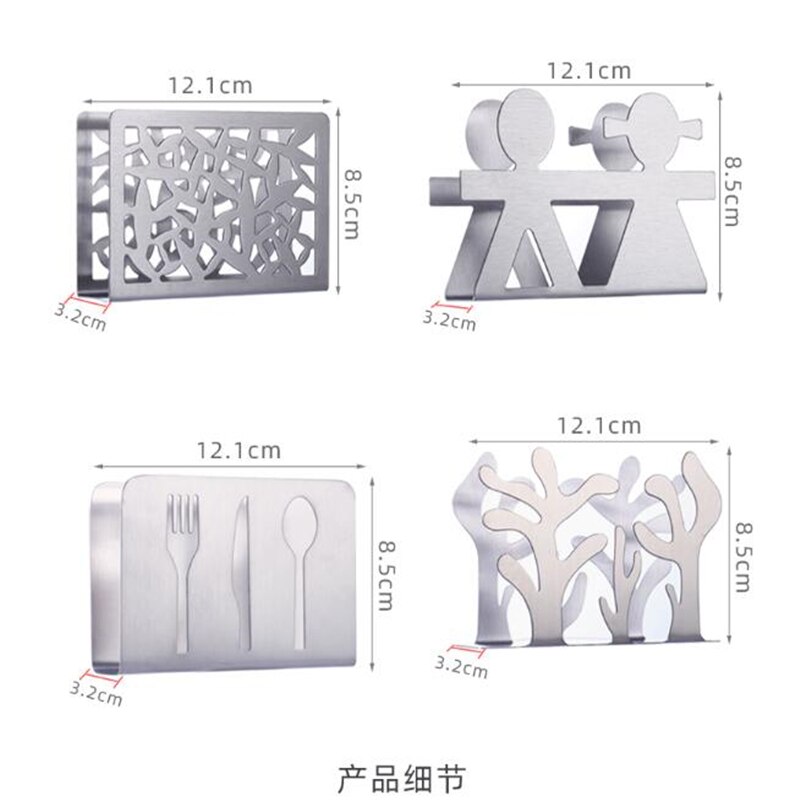 Servietter af rustfrit stål servietstativ kasse bestik blomster udhulet borddekoration vævskasser