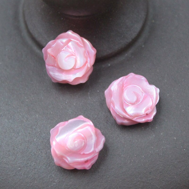 5pcs / bag natural mother-of-pearl 10mm rose straight hole bead jewelry making DIY necklace bracelet earring jewelry accessory: Pink / Double sided