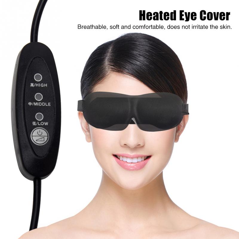 3 Gears USB Powered Heated Eye Cover Warm Therapy Travel Soft Unclog Glands Home Office Portable Stye Blepharitis Fatigue Relief