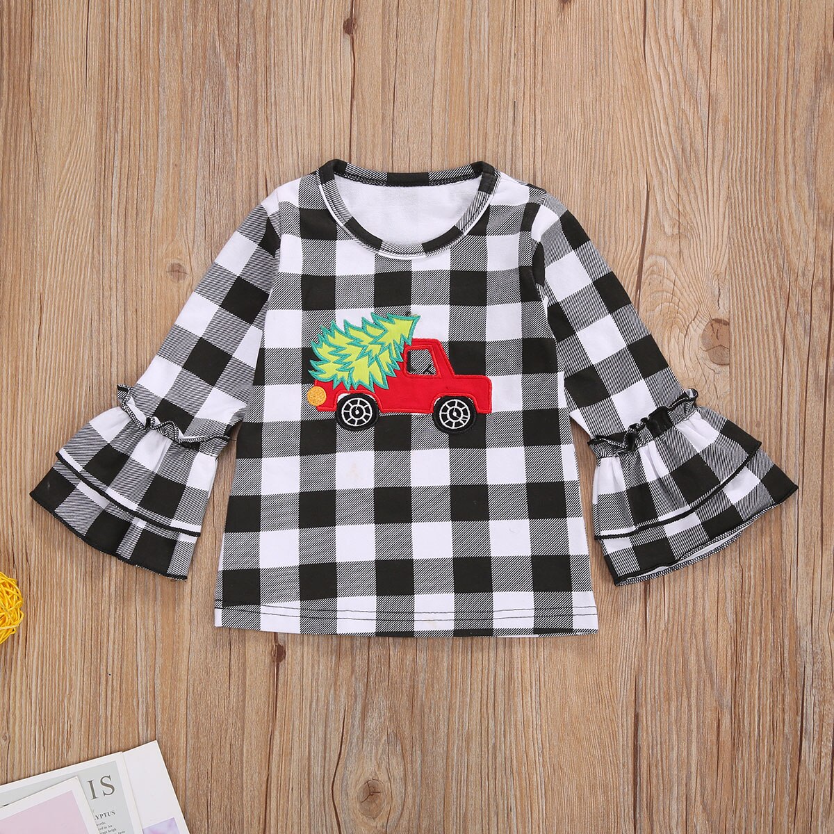 Kerstmis T-shirt Voor Peuter Meisjes Lente Fall Leuke Zachte Lange Flare Mouw Tops Koreaanse Trui Auto Pompoen Patterntop