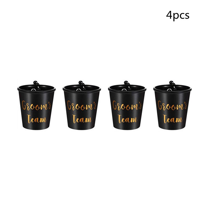 2-6pcs Team Bride To Be Wedding Decoration DIY Plastic Shot Glasses Necklace Bachelorette Party Decor Mariage Bridesmaid: 4pcs black groom