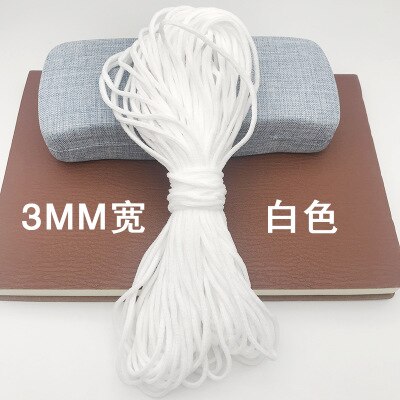 10 meter 3mm ronde mondmasker elastiek masker touw rubber band tape masker oor hangend touw riem touw olie kern doe-het-zelf naaien knutselen: Wit / 5 meter