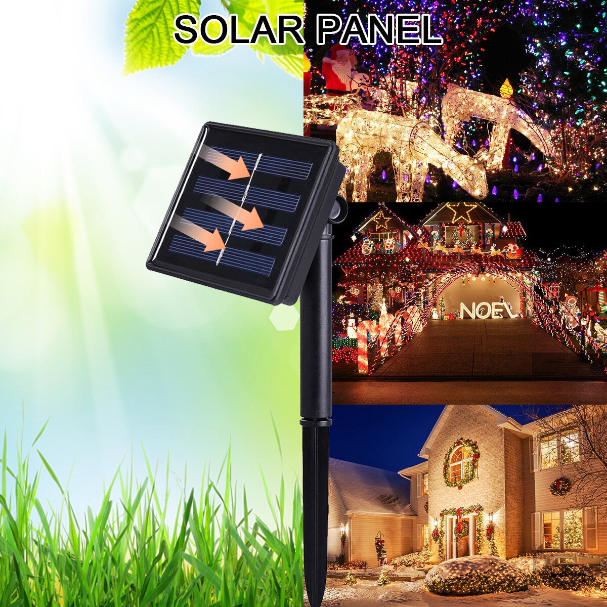 Luz LED de estrella de energía Solar 100/200, guirnaldas parpadeantes, lámpara de Navidad, , Halloween, Hada de la decoración, luces de jardín