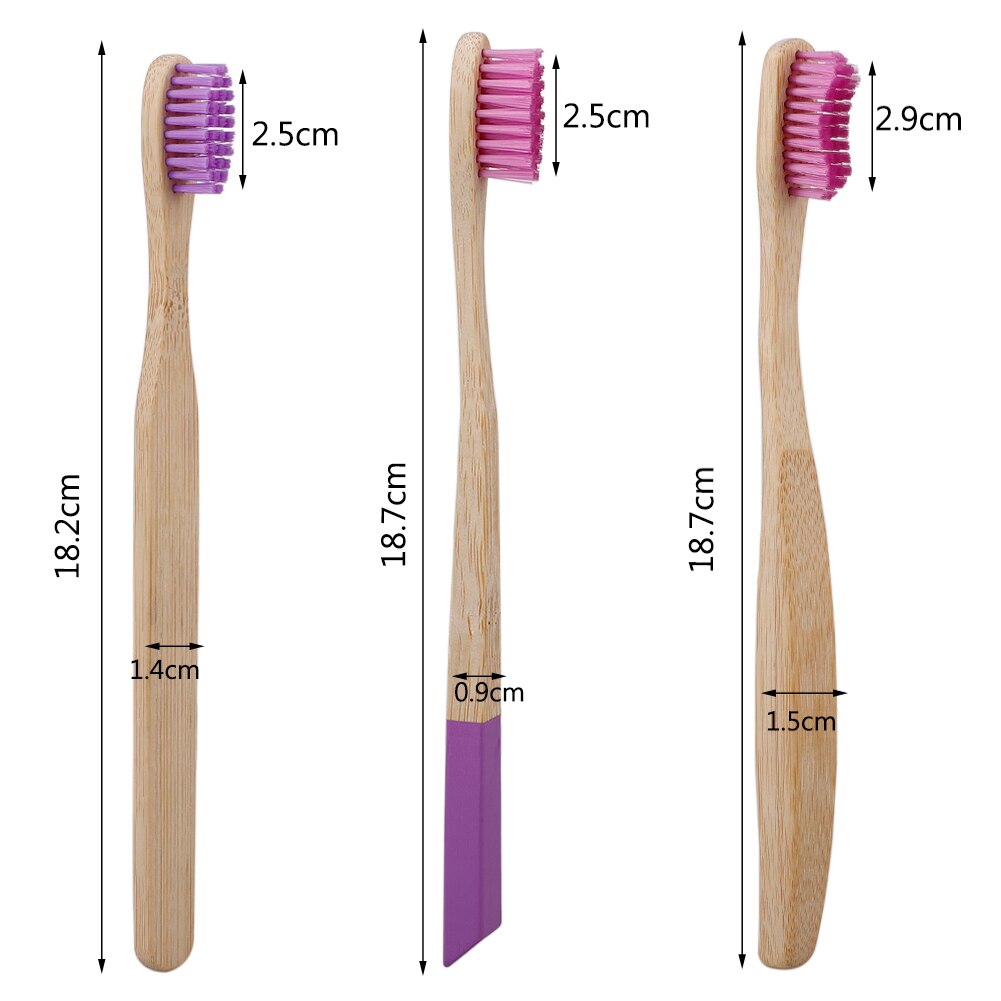 Øko genbrugelig bambus tandbørste til voksne mundpleje mellemstore børster miljøvenlige biologisk nedbrydelige trætandbørster rejsepakke