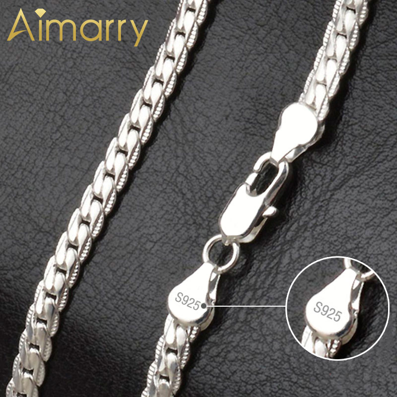 Aimarry 925 Sterling Zilver 18K Goud 5Mm Volledige Sideways Ketting Voor Vrouwen Mannen Party Engagement Wedding sieraden