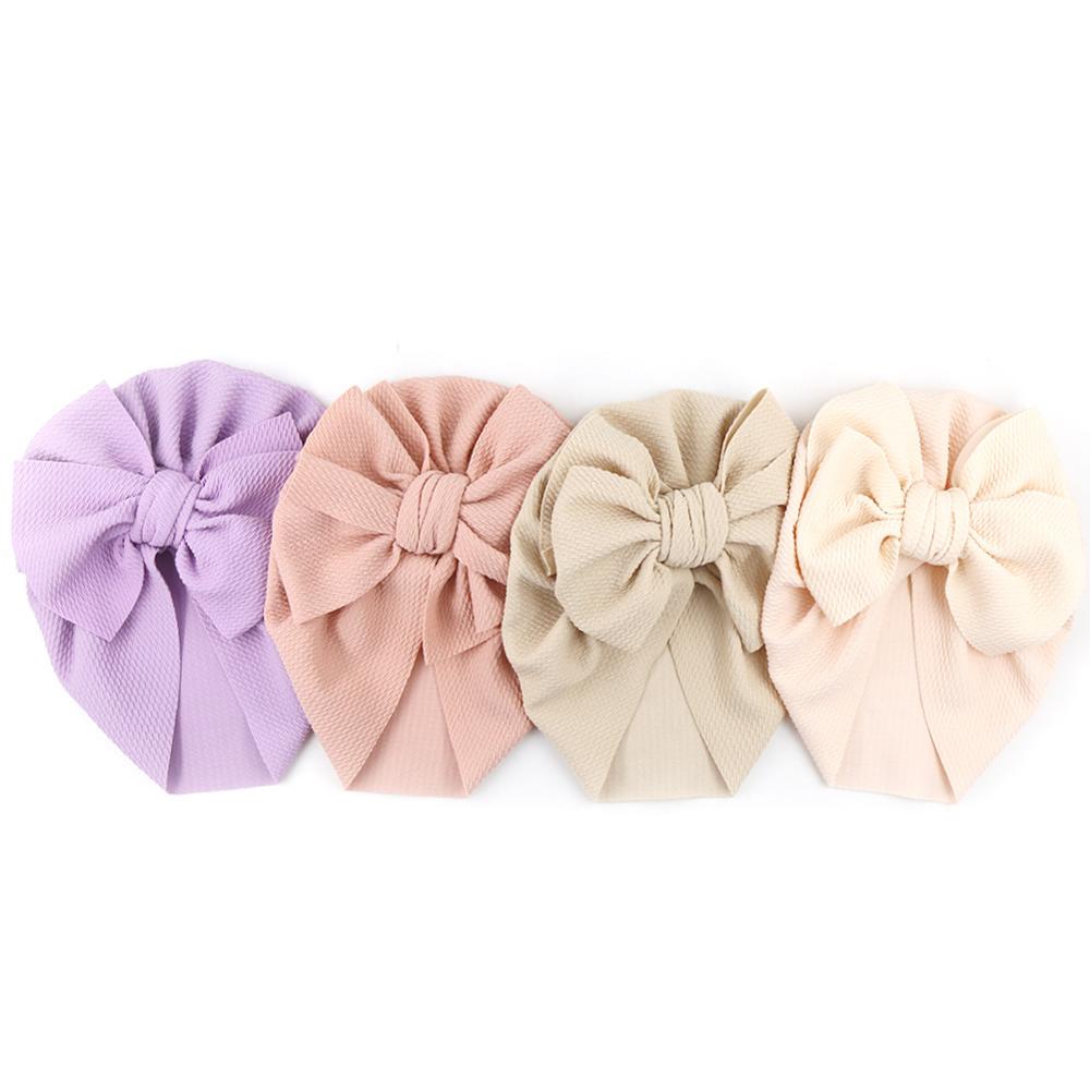 Baby cotton blends Headband Soft Bowknot Turban Hair Bands soft knit fabric pleated bow Indian hat for