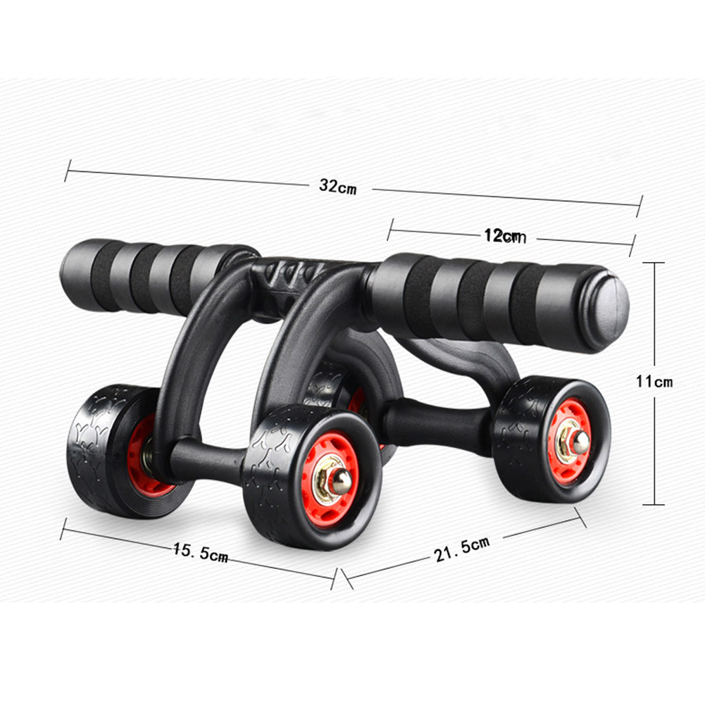 4 Wheels Ab Roller For Core Workout Abdominal Trainers with Resistance Bands, Knee Mat, Perfect Home Gym Equipment for Men Women