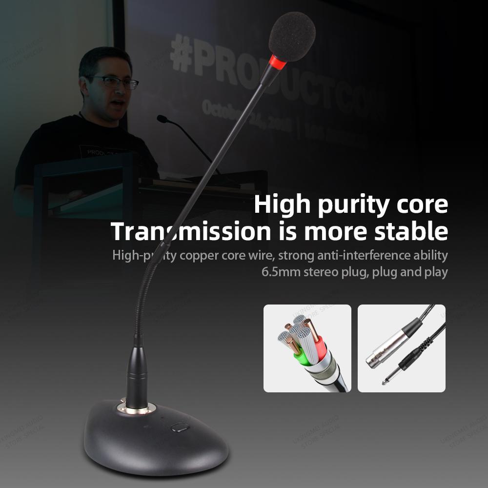 Wired PA Paging Microphone System Desktop Standing Conference Microphone Adjustable Gooseneck Condenser Microphone
