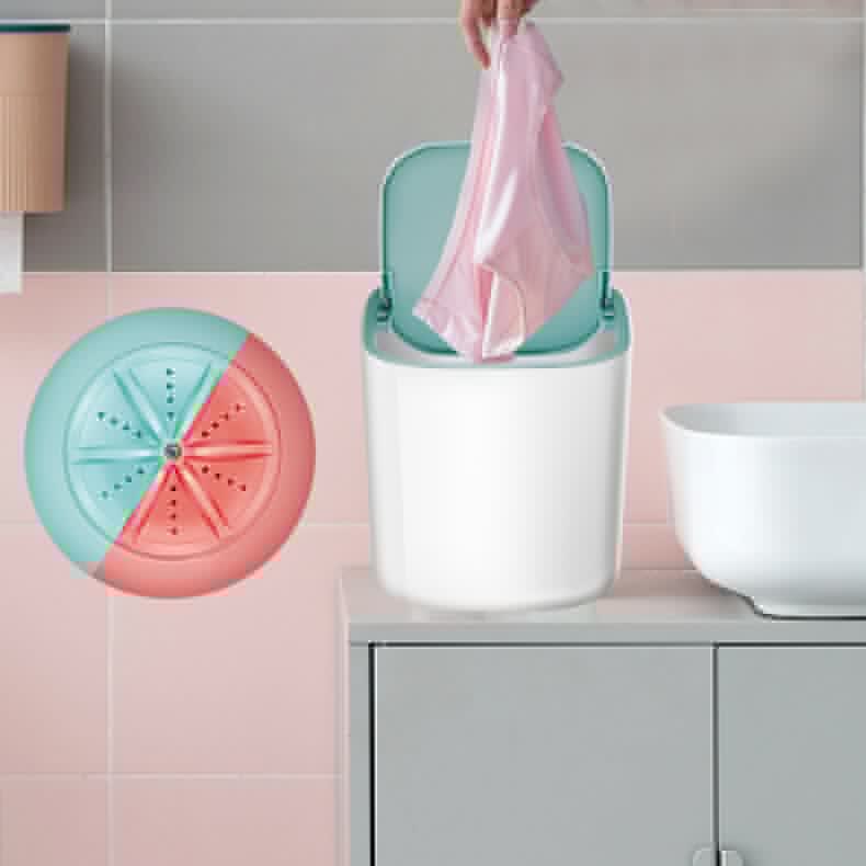 Mini Ultrasonic Washing Machine Automatic Washer Desktop Portable Rotating Ultrasonic Turbine Laundry Machine Household Bathroom