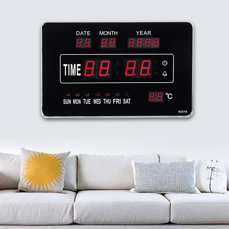 Digital Perpetual Calendar Wall Clock With Real-time Date Temperature Display Automatic Adjustment For Home Living Room Decorati