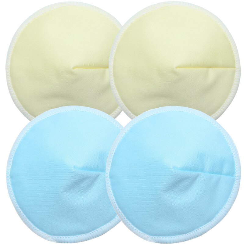 4 pezzi di bambù riutilizzabili pettorali per allattamento al seno donne incinte copricapezzoli impermeabili PUL assorbenti lavabili: Yellow Blue