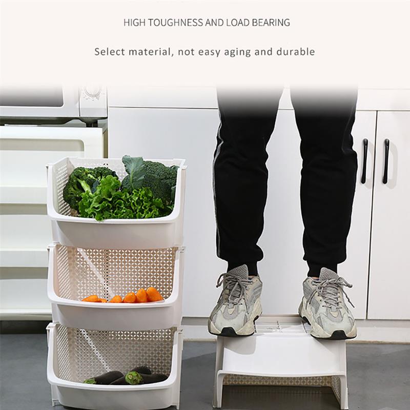 Home Storage Basket Shelf Stackable Vegetable Storage Basket Fruit Rack Multi-use Storage Shelf Kitchen Rack Basket One Layer