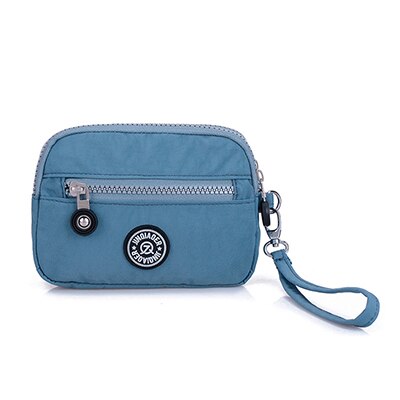 mini coin purse female clutch purse wallet wristlet bags for women waterproof nylon fabric handbag small packet sac: Smoke gray