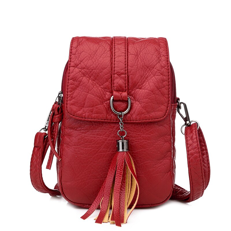 Borsa a tracolla piccola da donna di design mini borsa a tracolla in pelle pu portafoglio da donna borsa per telefono femminile: Red