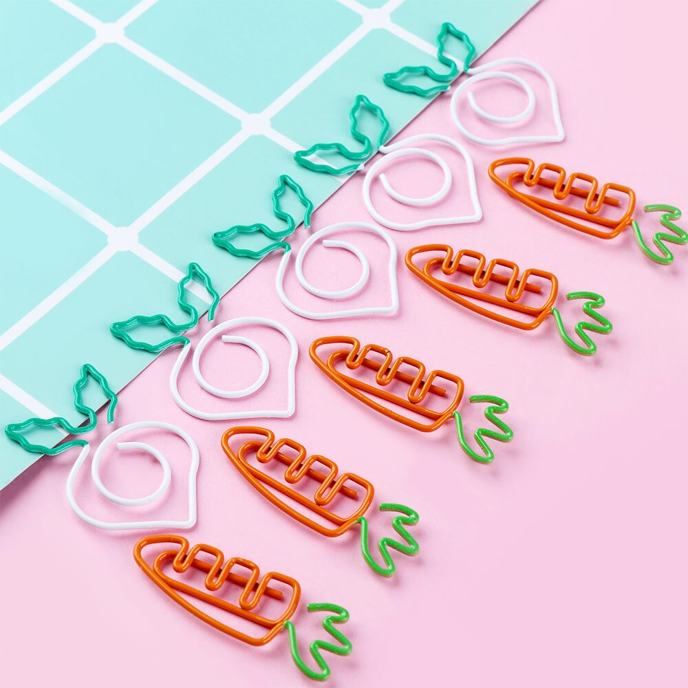 5 pièces trombones mignon dessin animé radis trombone signet papeterie fruits carotte papier Note métal Clip décoration