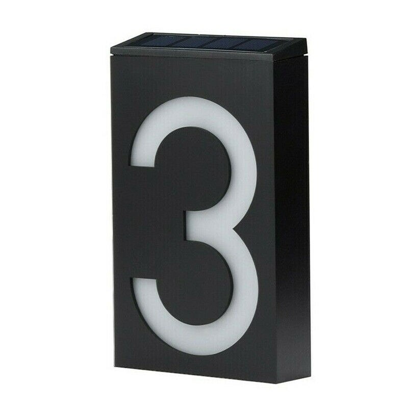 Solar Power LED Light Sign House Hotel Door Address Plaque Number Digits Plate Lampes Solaires Led Solaire Lamp Outdoor Home: 3