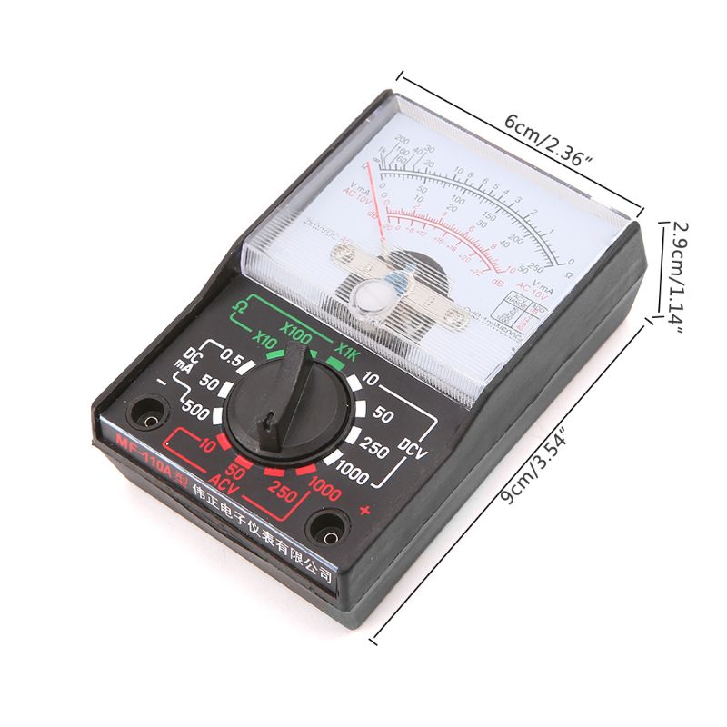 DC/AC 1000V Voltmeter 250mA Ammeter 1K Resistance Meter Analog Multimeter Tool