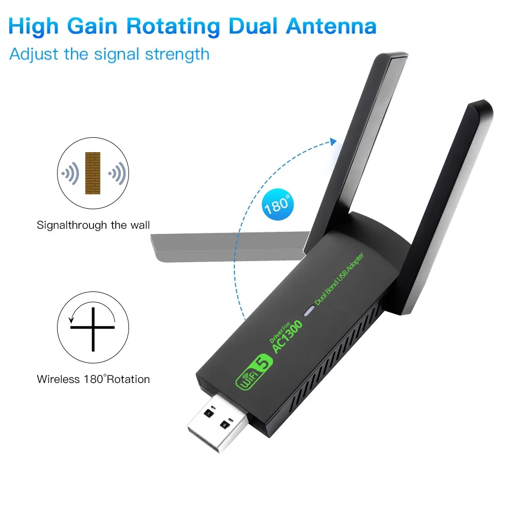 1300Mbps WiFi 6 USB Adapter USB 3.0 Network Card Dual Band 2.4G/5Ghz Wireless Lan Card WiFi Antenna Receiver For Laptop PC