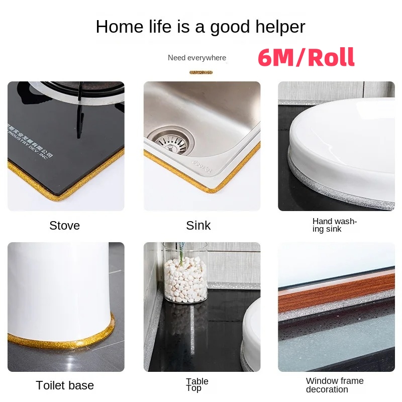 Self-Adhesive Ceramic Tile Gap Tape Kitchen Bathroom Waterproof Mildewproof Stickers Beautiful Seam Tapes sparkle Decor Strip